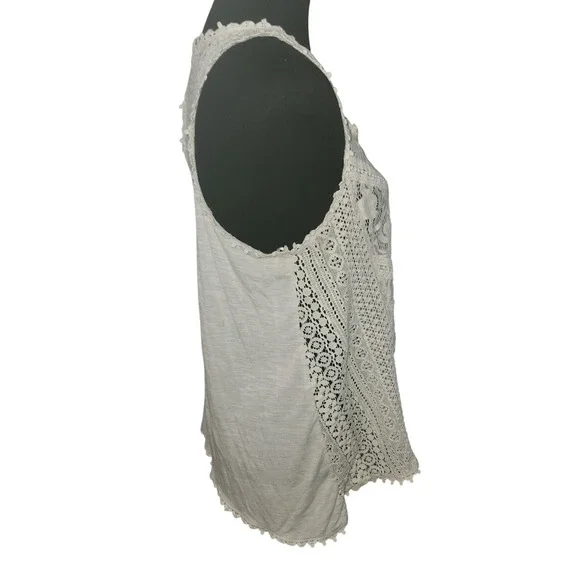 Eyeshadows Cream Lace Crochet Tank‎ Top Tunic Blouse Women's Size L - Picture 5 of 6